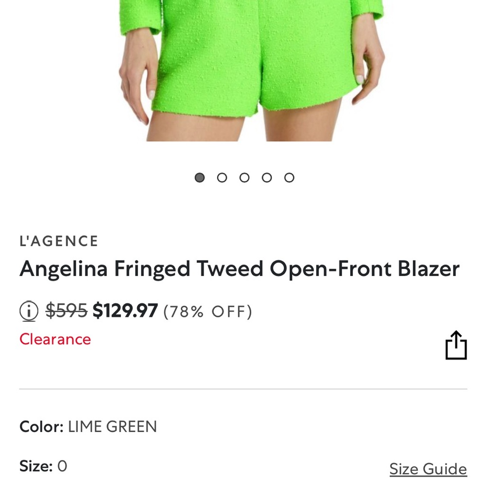 L'AGENCE Lime Green Tweed Blazer
